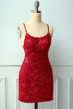Cintas de espaguete vestido vermelho Bodycon