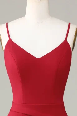 Cintas de Espaguete Vestido de Dama de Honor Borgonha