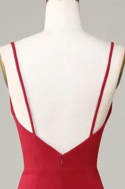 Cintas de Espaguete Vestido de Dama de Honor Borgonha