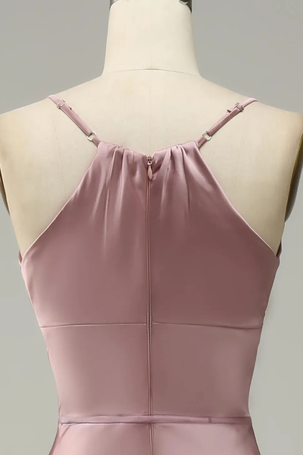 Cintas de Espaguete Vestido de Festa Rosa