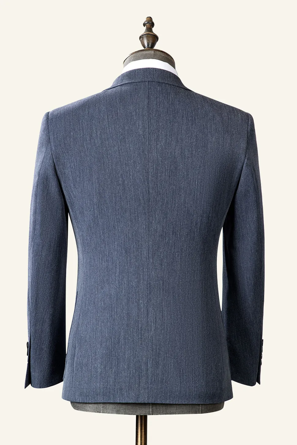 Cinza Azul Lapela Entalhada 3 Peças Terno Masculino