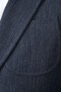 Cinza Azul Lapela Entalhada 3 Peças Terno Masculino