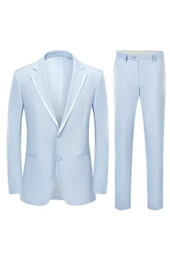 Cinza claro Notched Lapela homens 2-peças Prom Party Suits