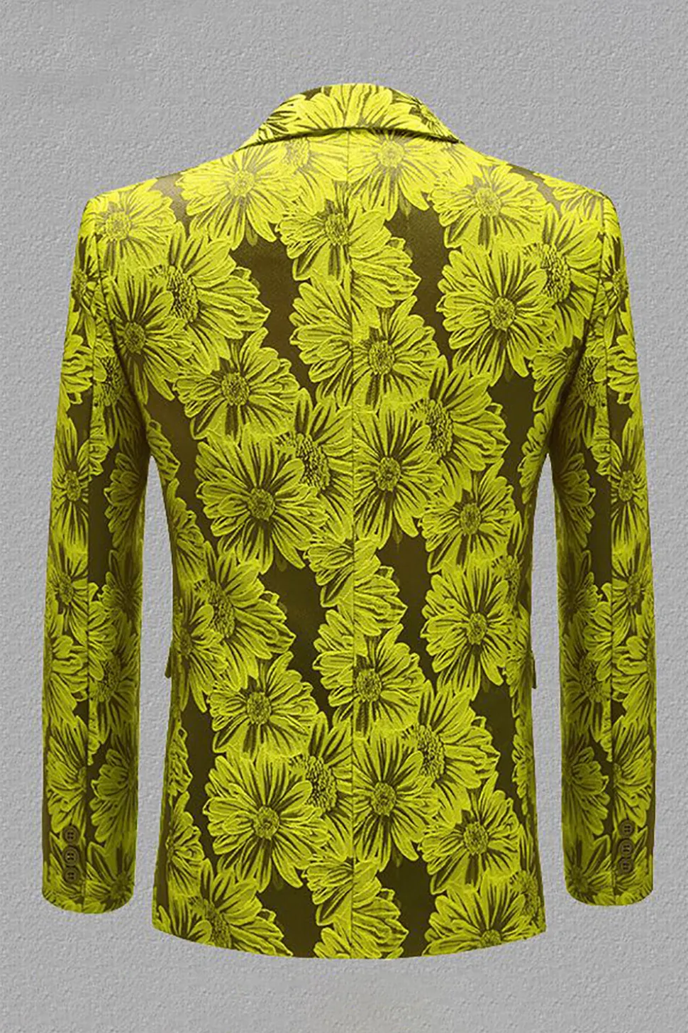 Cinza Prata Jacquard Lapela de Pico Blazer Masculino