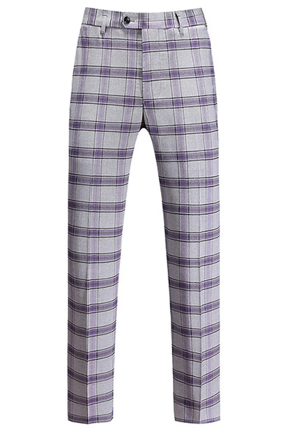 Cinza roxo listrado 3 peças Notched lapela homens ternos de baile
