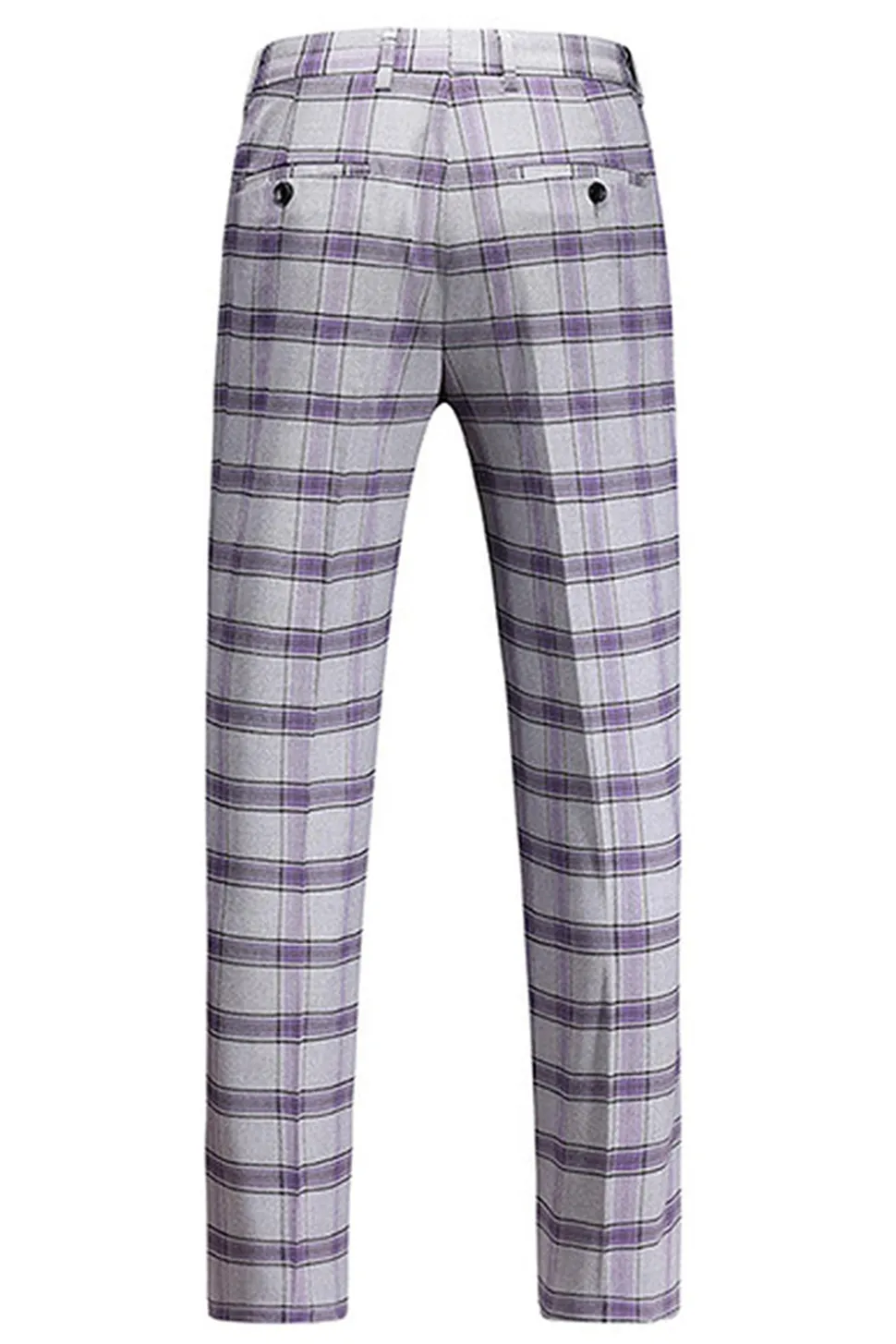 Cinza roxo listrado 3 peças Notched lapela homens ternos de baile