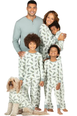 Cinza Verde Árvore de Natal Imprimir Natal Família Combinando Pijamas set