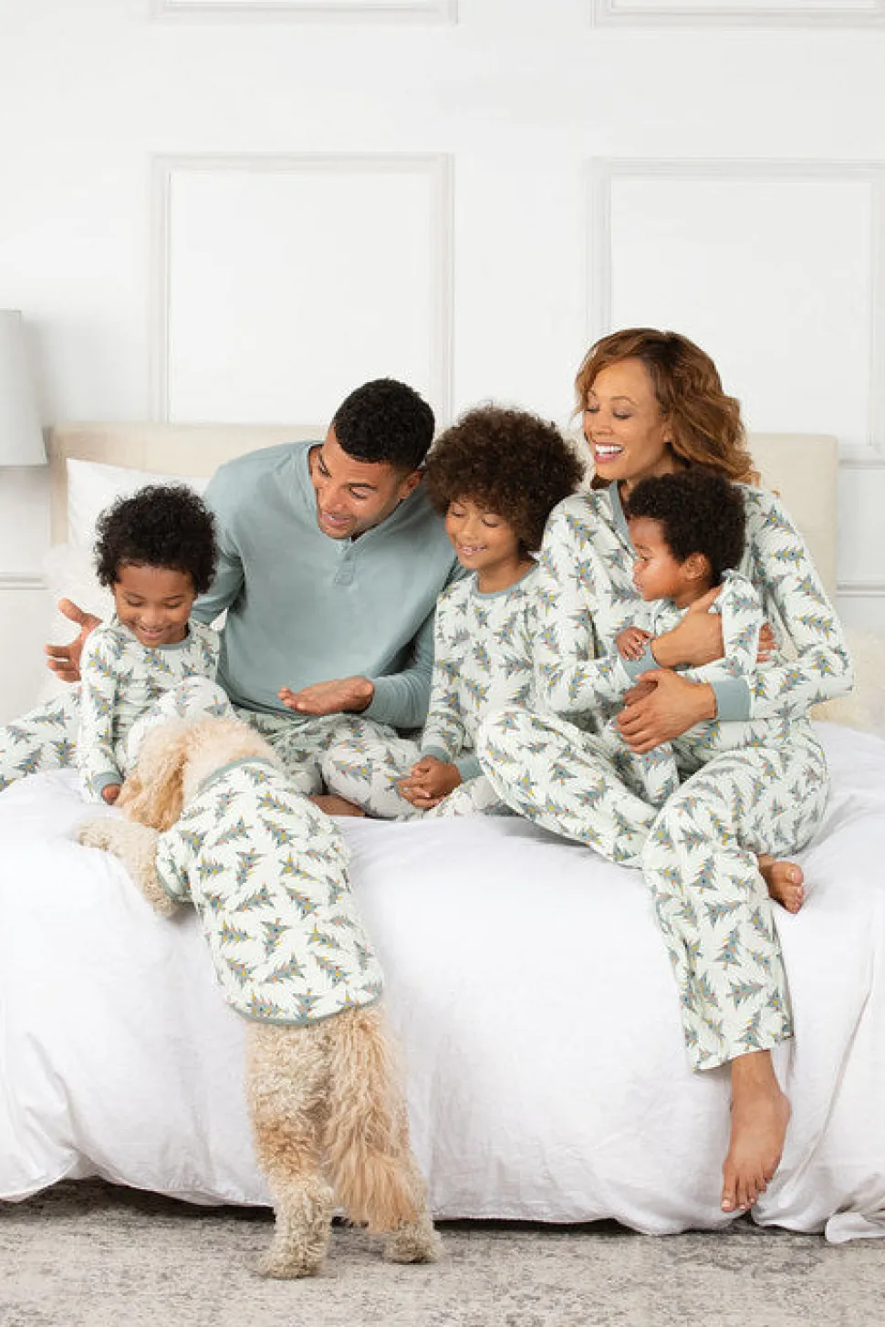 Cinza Verde Árvore de Natal Imprimir Natal Família Combinando Pijamas set