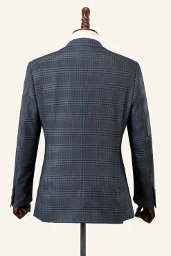 Cinza Xadrez 3 Peças Lapela de Pico Terno Masculino