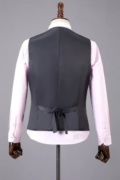 Cinza Xadrez 3 Peças Lapela de Pico Terno Masculino