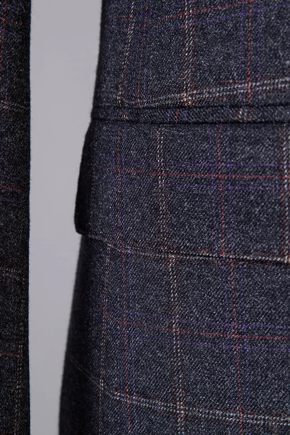 Cinza Xadrez Duplo Peito 2 Peças Terno Masculino