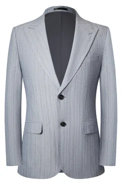 Cinzento 3 Peças Peak Lapel Fatos Masculinos