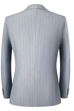Cinzento 3 Peças Peak Lapel Fatos Masculinos