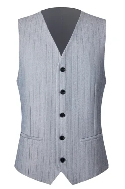 Cinzento 3 Peças Peak Lapel Fatos Masculinos