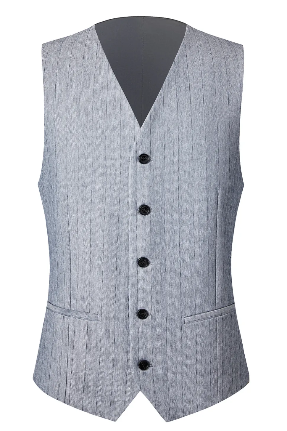 Cinzento 3 Peças Peak Lapel Fatos Masculinos