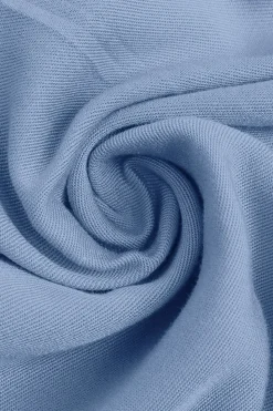 Cinzento Azul Decote em V Linha-A Midi Vestido de Verão