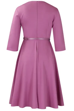 Cinzento Azul Uma Linha Lapela Mangas Longas Cocktail Dress