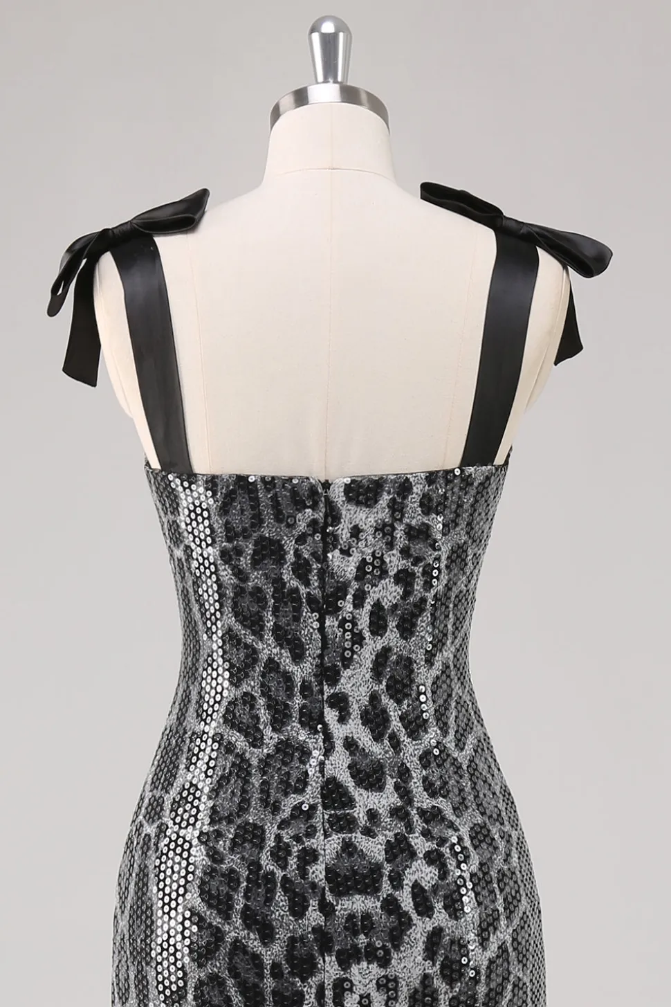 Cinzento Brilhante Leopard Bainha Correias Vestido Formal