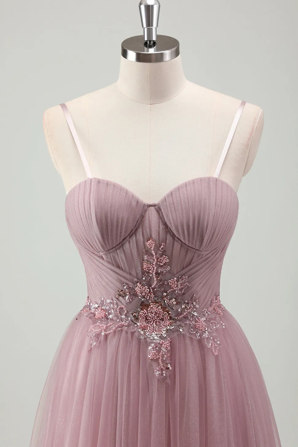 Cinzento Brilhante Roxo Uma Linha Sequins Corset Long Prom Dress
