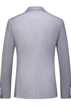 Cinzento Claro 3 Peças Notched Lapela Fatos Formais Masculinos