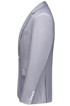 Cinzento Claro 3 Peças Notched Lapela Fatos Formais Masculinos