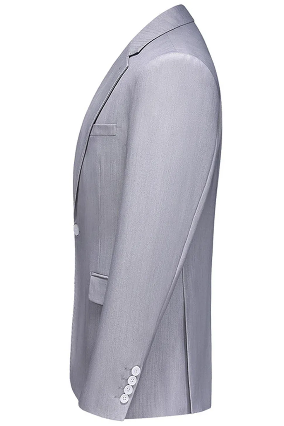 Cinzento Claro 3 Peças Notched Lapela Fatos Formais Masculinos