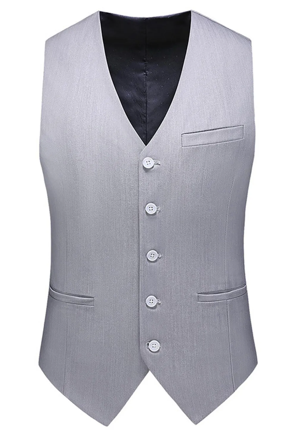 Cinzento Claro 3 Peças Notched Lapela Fatos Formais Masculinos
