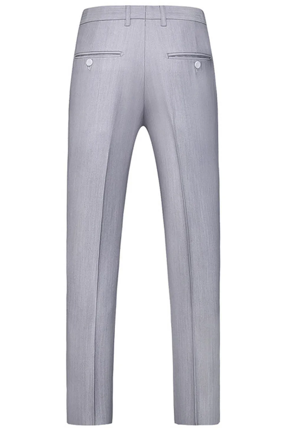 Cinzento Claro 3 Peças Notched Lapela Fatos Formais Masculinos