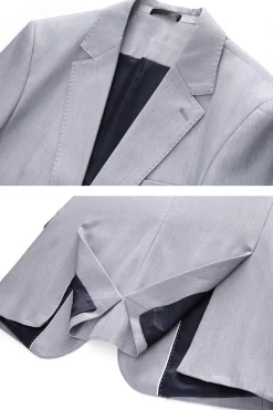 Cinzento Claro 3 Peças Notched Lapela Fatos Formais Masculinos