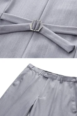 Cinzento Claro 3 Peças Notched Lapela Fatos Formais Masculinos