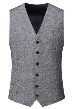 Cinzento Duplo Peito 3 Peças Terno Masculino