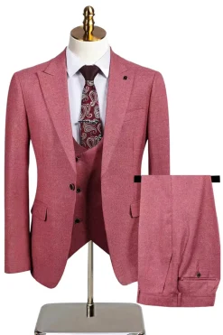 Cinzento Escuro 3 Peças Pico Lapela Slim Fit Fatos de Casamento Masculinos