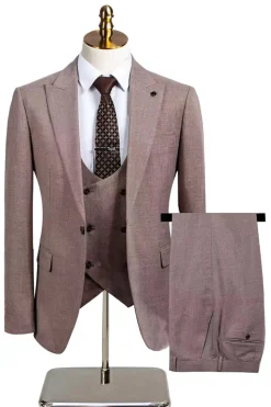 Cinzento Escuro 3 Peças Pico Lapela Slim Fit Fatos de Casamento Masculinos