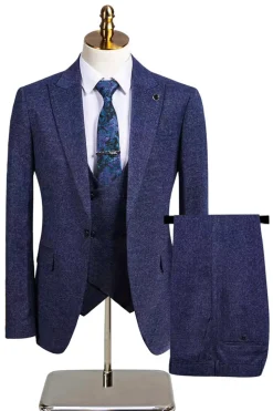 Cinzento Escuro 3 Peças Pico Lapela Slim Fit Fatos de Casamento Masculinos