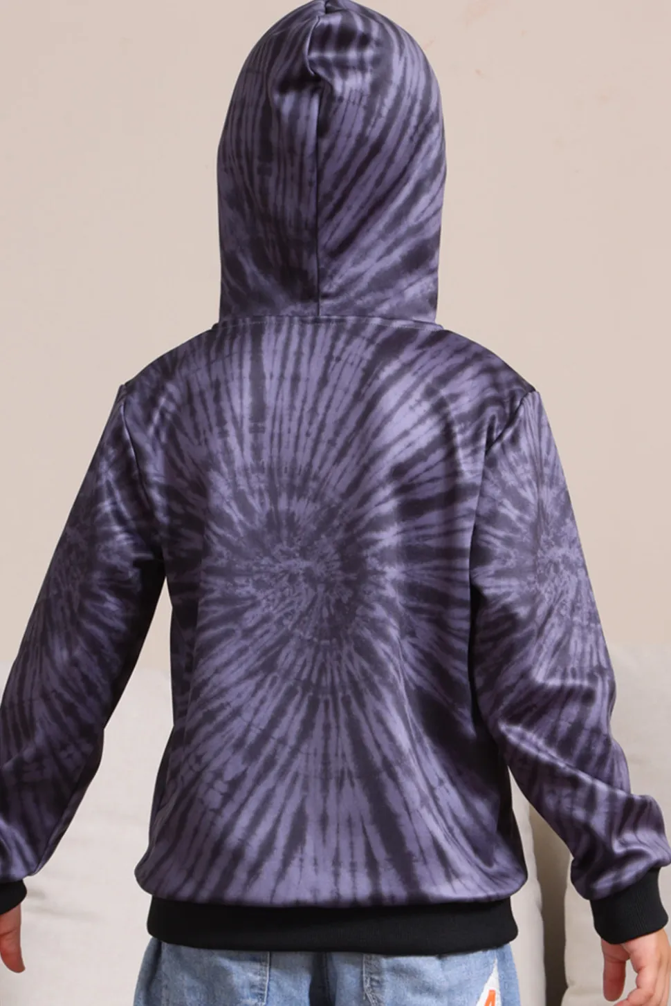 Cinzento Halloween Abóbora Padrão Família Costume Hooded Top