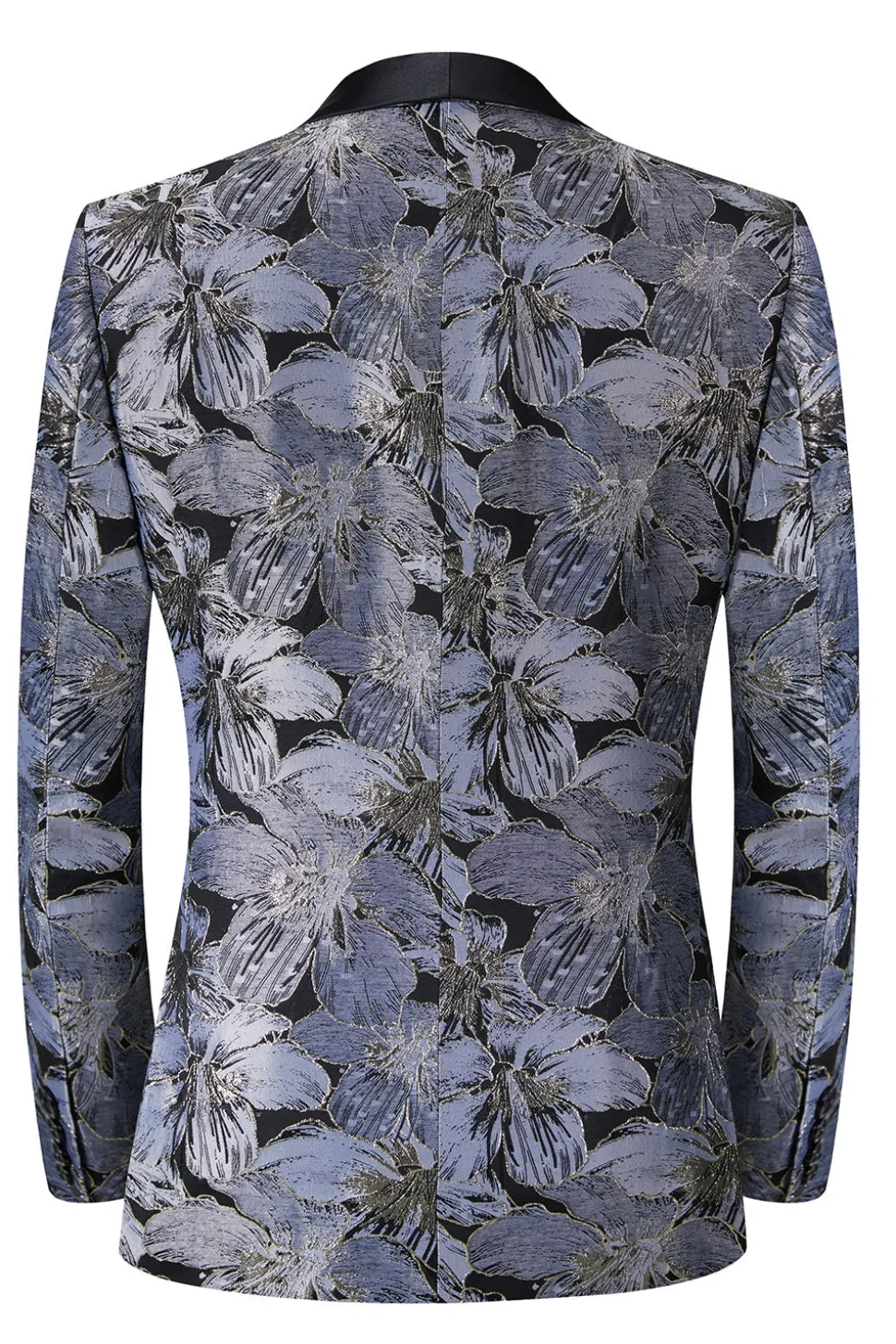Cinzento Jacquard Xaile Lapela Masculino 2 Peças Ternos