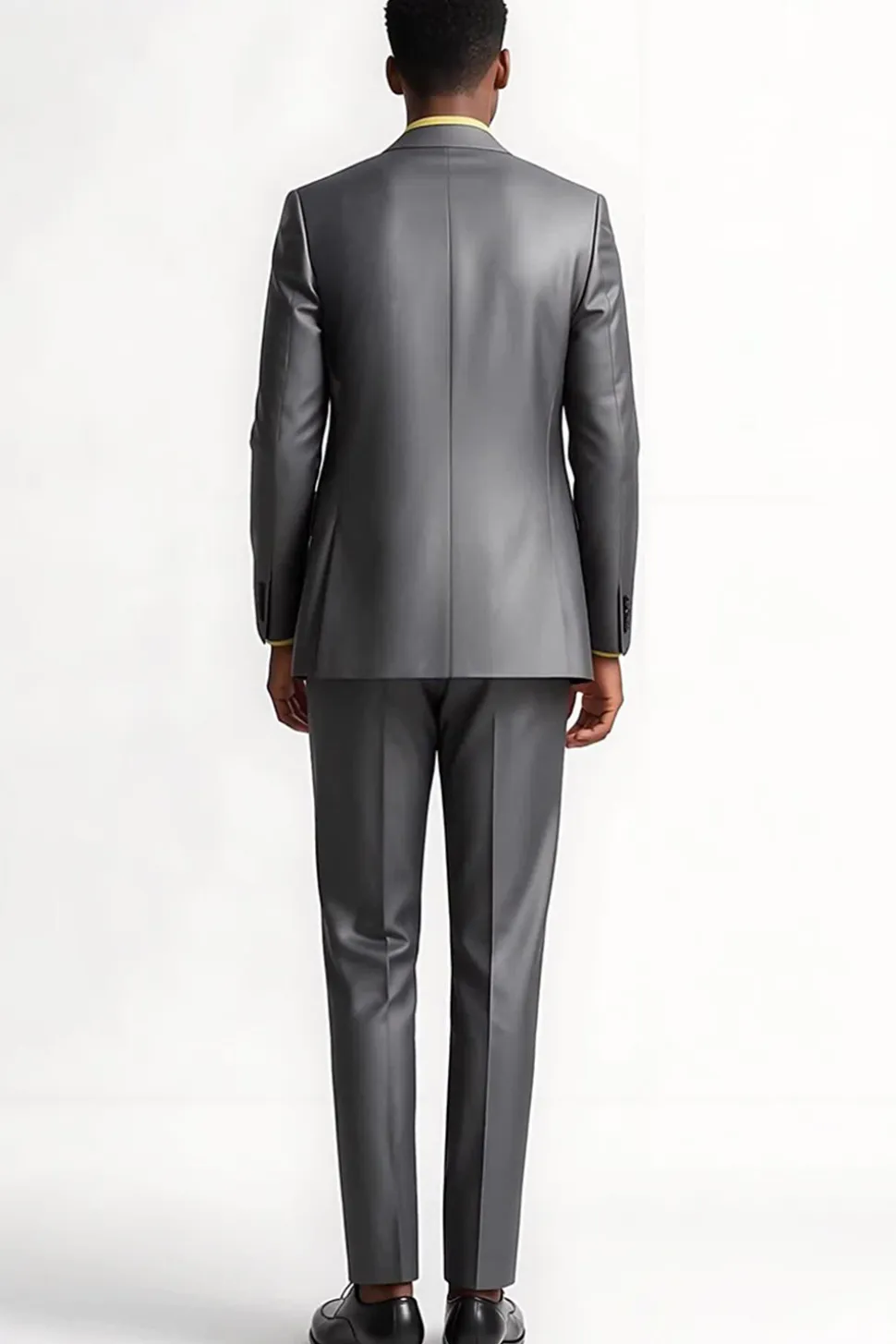 Cinzento Prateado 2 Peças Pico Lapela Slim Fit Homens Ternos Formais