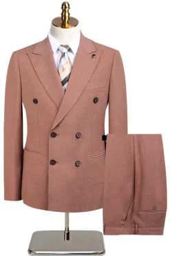 Cinzento Verde 2 Peças Peito Duplo Pico Lapela Fatos Formais Masculinos