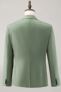 Cinzento Verde 2 Peças Pico Lapela Single Breasted Masculino Prom Suits