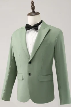 Cinzento Verde 2 Peças Pico Lapela Single Breasted Masculino Prom Suits