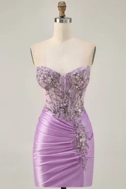Cinzento Verde Bodycon Strapless Homecoming Dress com Sequins