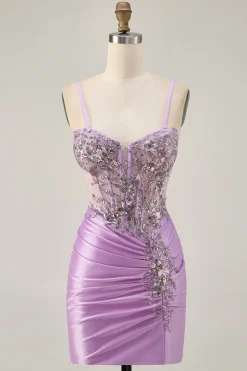 Cinzento Verde Bodycon Strapless Homecoming Dress com Sequins