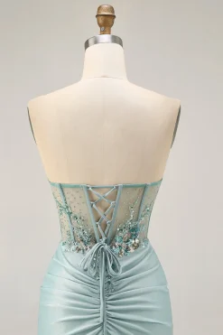 Cinzento Verde Bodycon Strapless Homecoming Dress com Sequins