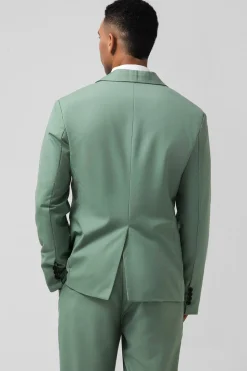 Cinzento Verde Pico Lapela Peito Único 2 Peças Homens Prom Suits