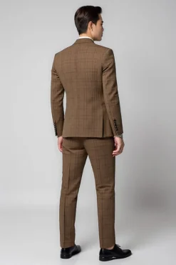 Classic Plaid 2 Peças Brown Fato Homem