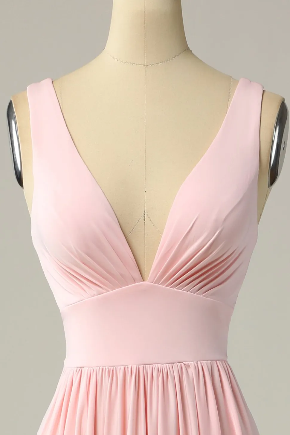 Clássico A Line V Pescoço Amarelo Longo Vestido de baile com frente dividida
