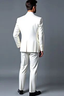 Clássico branco slim fit único peito 3 peças Fatos Formal