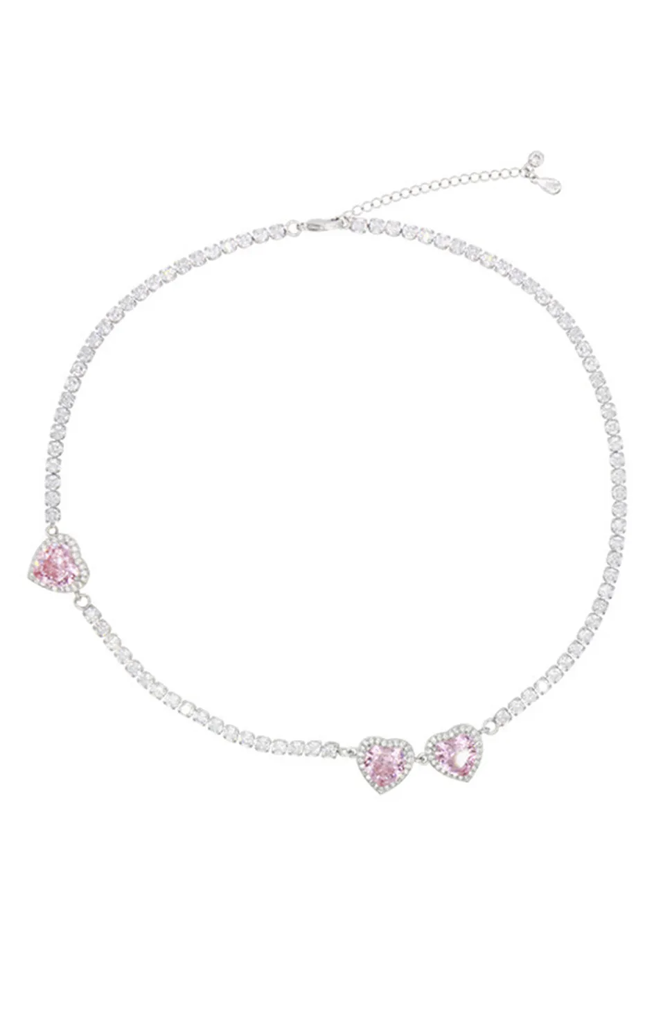 Colar redondo rosa com strass do coração