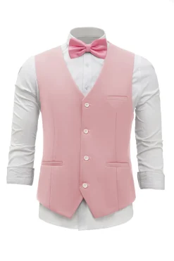 Colete de terno masculino rosa