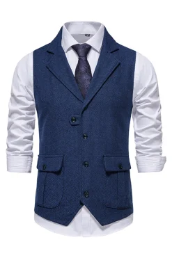 Colete de terno masculino marinha peito único